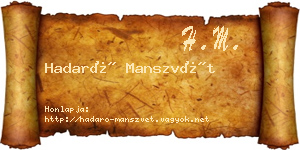 Hadaró Manszvét névjegykártya